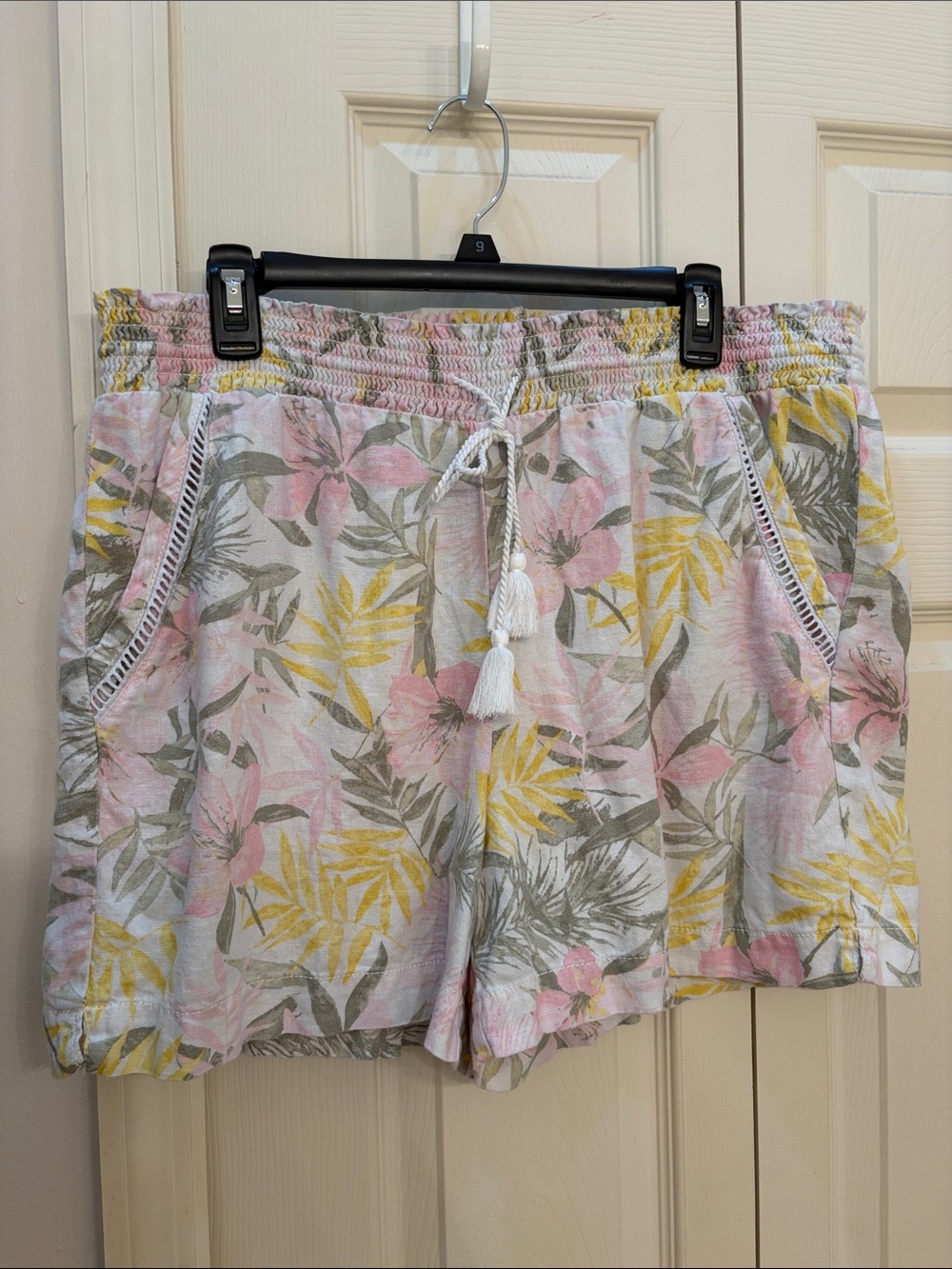 Briggs New York Pink, Yellow & Green Floral High-Waist Shorts